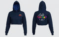 Son Y Tumbao navy blue cropped hoodie with drawstring hood and