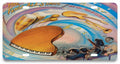 Son Y Tumbao Fania All Stars license plate with piano, trumpet, congas, guitar, and audience. Colorful musical design.